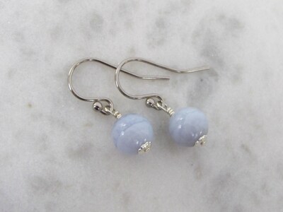 Blue Lace Agate Drop Earrings in Sterling Silver - image5